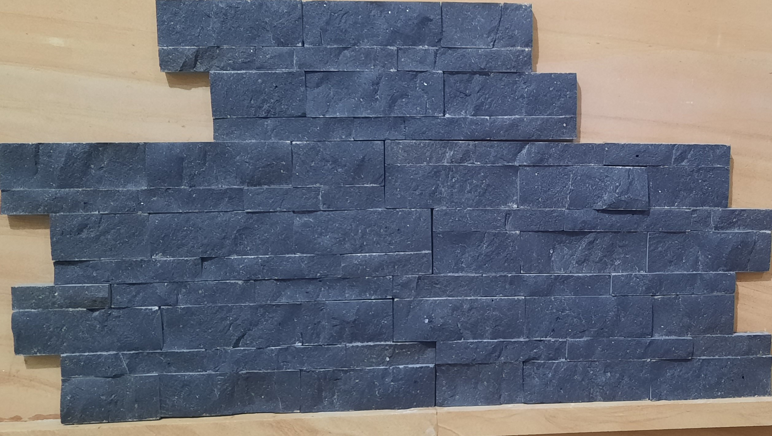 Black Basalt split face stone wall cladding tile 